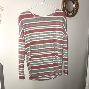 striped drop shoulder long sleeve